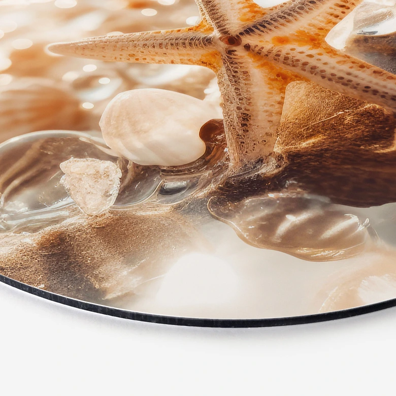 Wandbild Muscheln am sonnigen Strand - Treechild - Alu-Dibond Rund 
