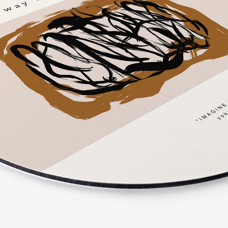 Wandbild Schwarze Pinselstriche - Imagine Yoko - Treechild - Alu-Dibond Rund 