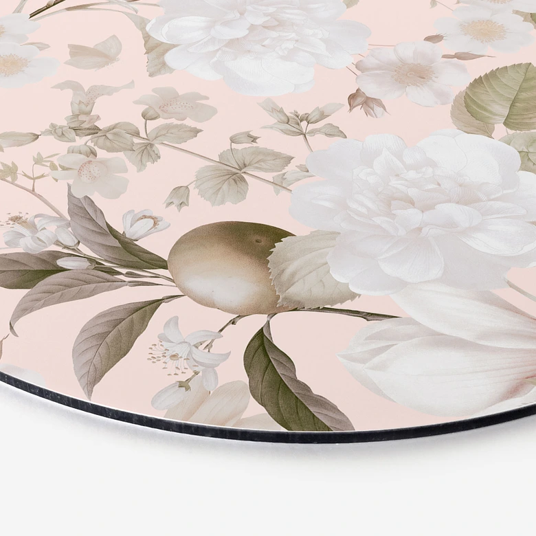 Wandbild Boho-Illustration mit Blumen und Früchten - UN Designs - Rund - Alu-Dibond 