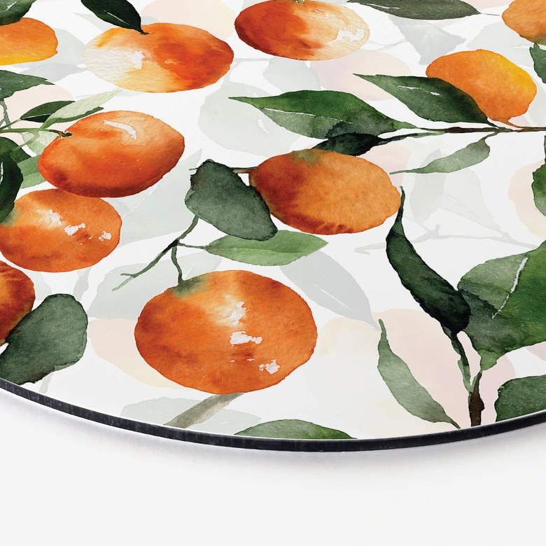 Wandbild Fruchtige Mandarinen - UN Designs - Alu-Dibond - Rund 
