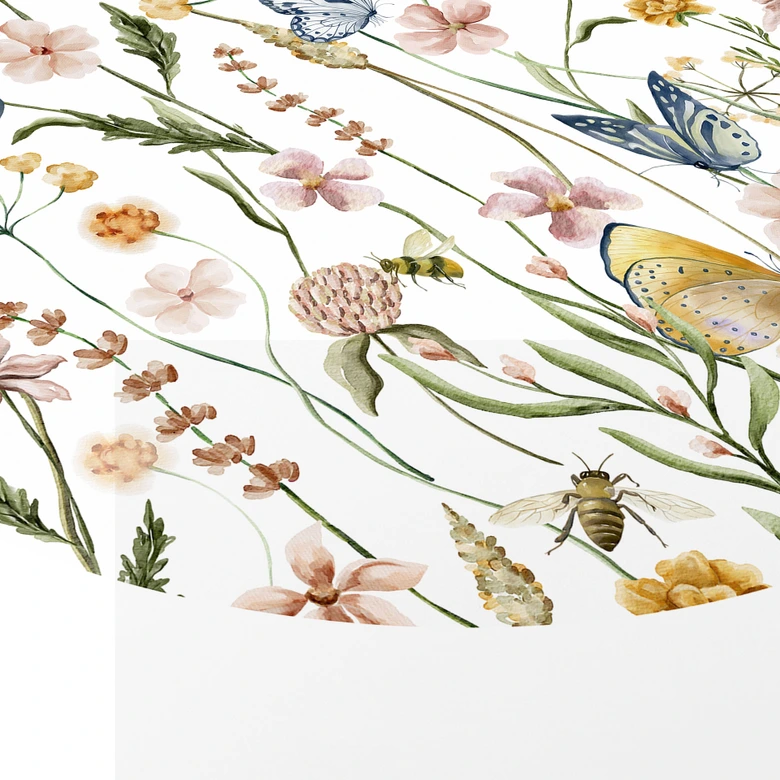 Wandbild Frühlingswiese mit Schmetterlingen - UN Designs - Alu-Dibond - Rund 