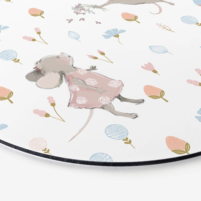Wandbild Kleine Mäuse mit Luftballons - UN Designs - Rund - Alu-Dibond 