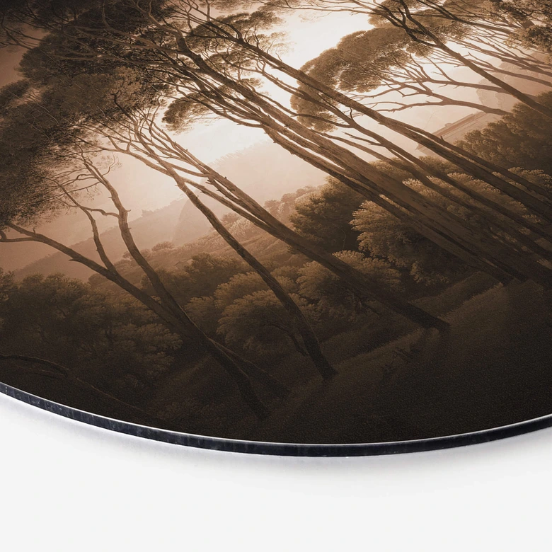 Wandcirkel Parasoldennen in Italiaans Landschap - Sepia 
