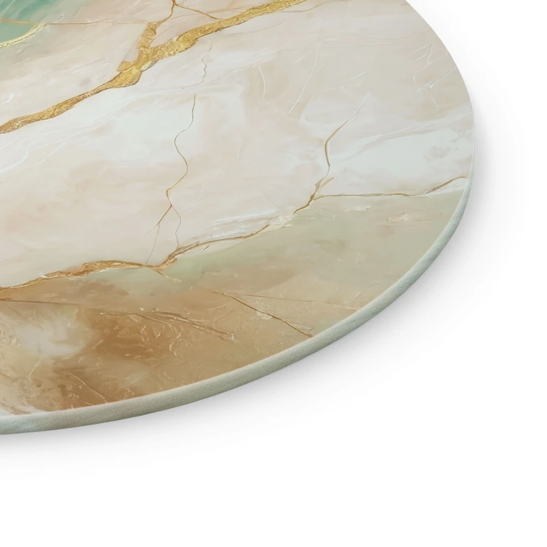 Tableau en verre Élégance de l'océan - Rivières d'or - Alpenglow Workshop - Rond 