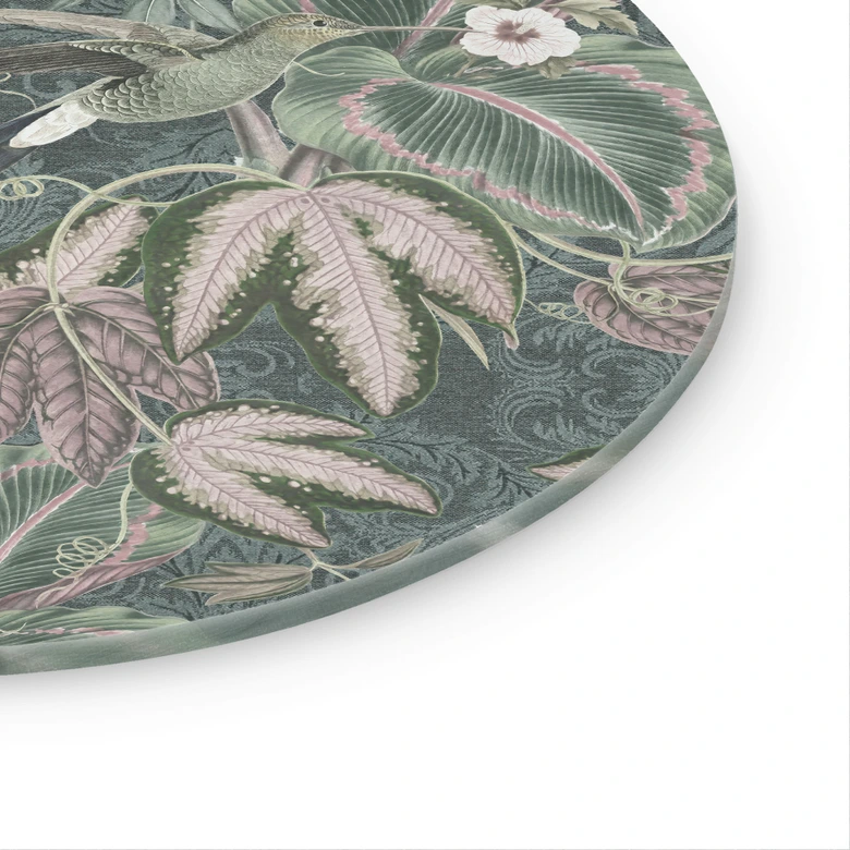 Glasbild Kolibri im Tropenwald - Bloomery Decor - Rund 