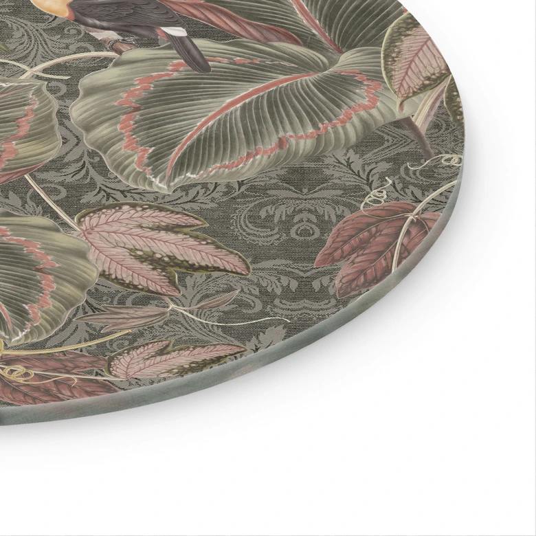 Glasbild Tukan im Tropenwald - Bloomery Decor - Rund 