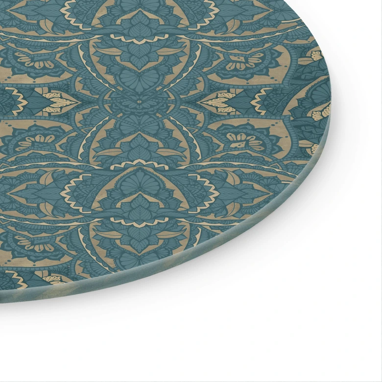 Glasbild Vintage Mandala in Türkisgold - Bloomery Decor - Rund 