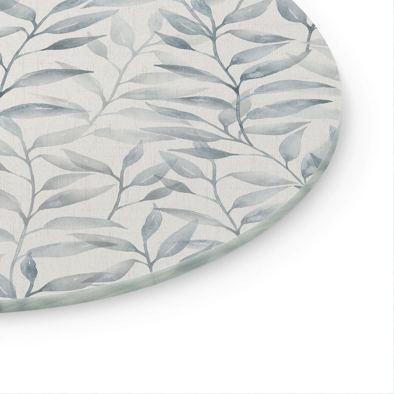 Glasbild Zarte Aquarell-Blätter - Soft Grau - Bloomery Decor  - Rund 