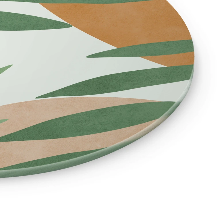 Glasbild Abstrakte Zweige im tropischen Look - Costa - Rund 