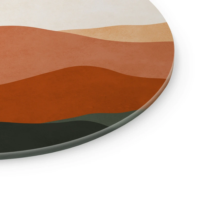 Glasbild Sanfte Hügel in der Abendsonne - Costa - Rund 