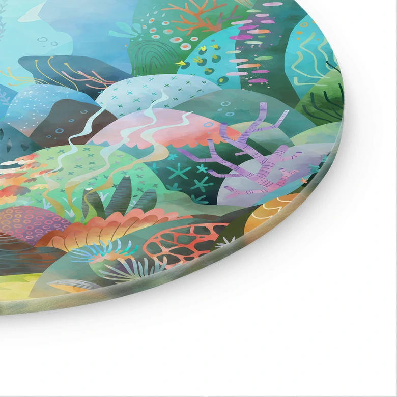 Glasbild Korallenriff in blauer Lagune - DigitalArtsi - Rund 