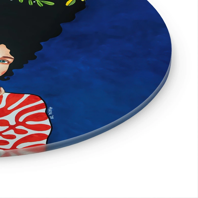 Glasbild Frau mit Blütenpracht im Haar - Hülya - Rund 