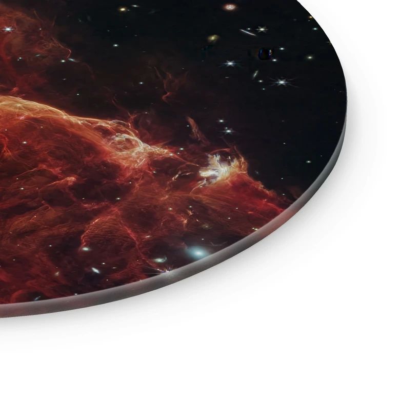 Glasbild James Webb Telescope - Kosmischer Wirbelsturm Herbig Haro 49/50 - Rund 