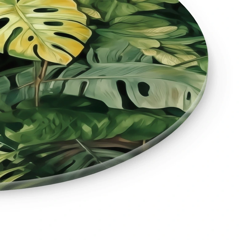 Glasbild Dschungelpflanzen - Jaszke - Rund 