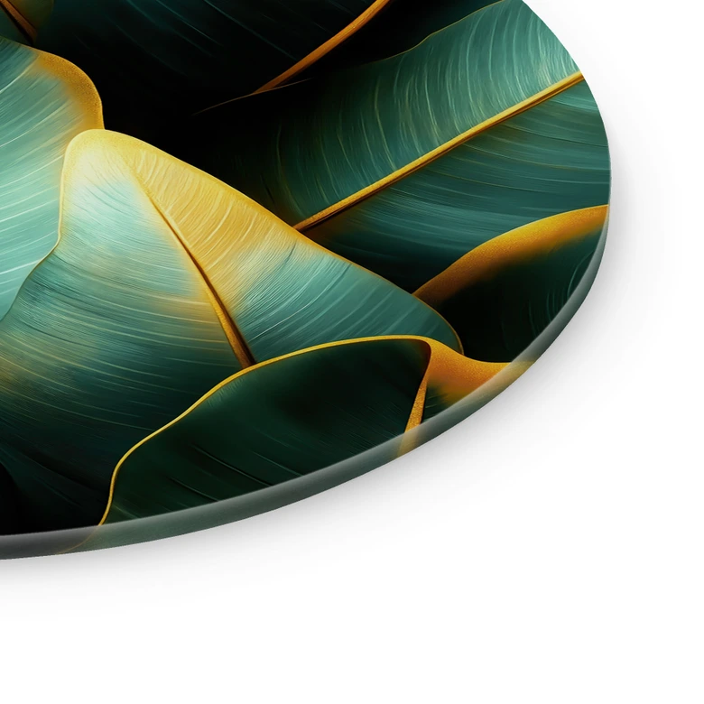 Glasbild Exotische Bananenblätter - Jaszke - Rund 