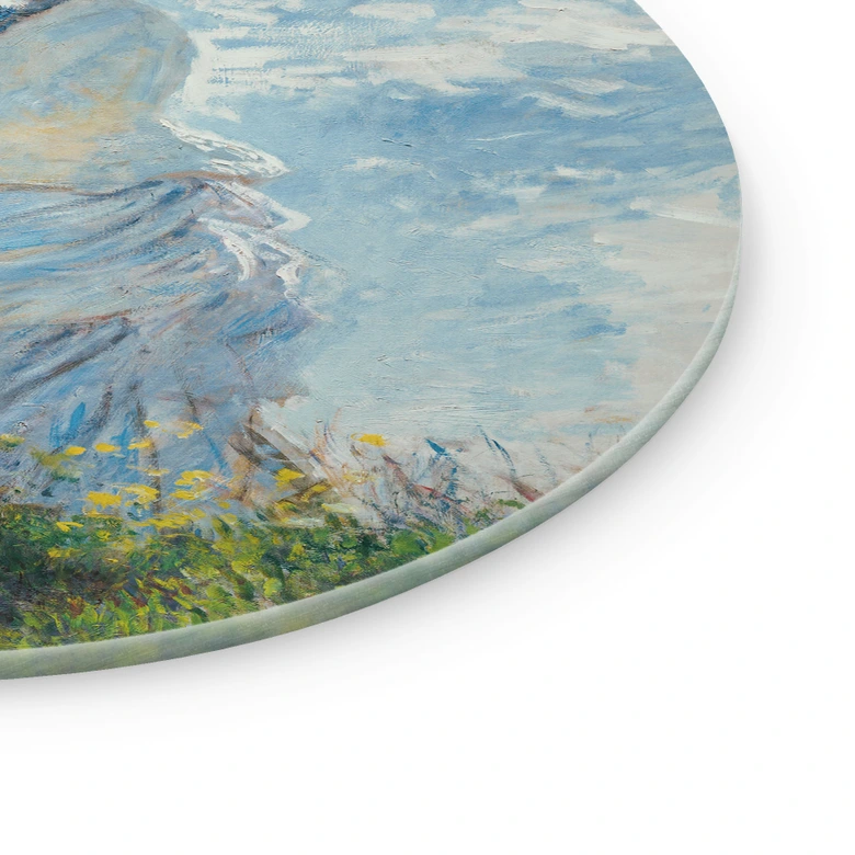 Glasbild Monet - Frau mit Sonnenschirm - Madame Monet und ihr Sohn - Rund 