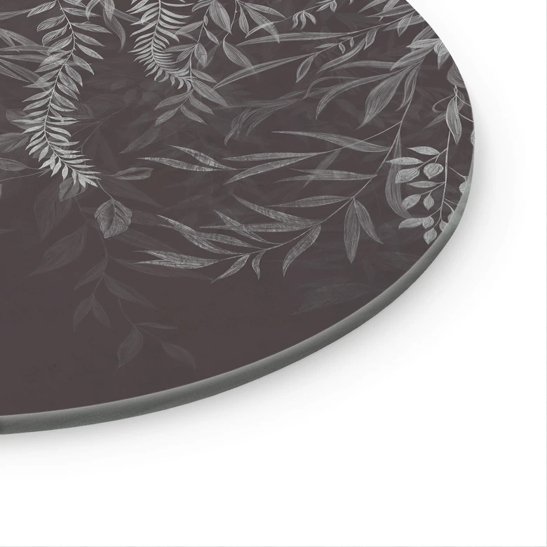 Glasbild Elegante Weidenzweige in Dunkelgrau - Ms Tiff - Rund 