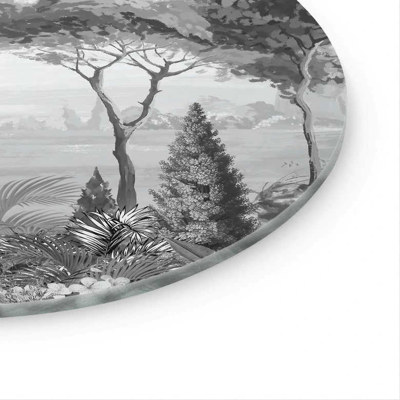 Glasbild Idyllische Pflanzenlandschaft - Ms Tiff - Rund 