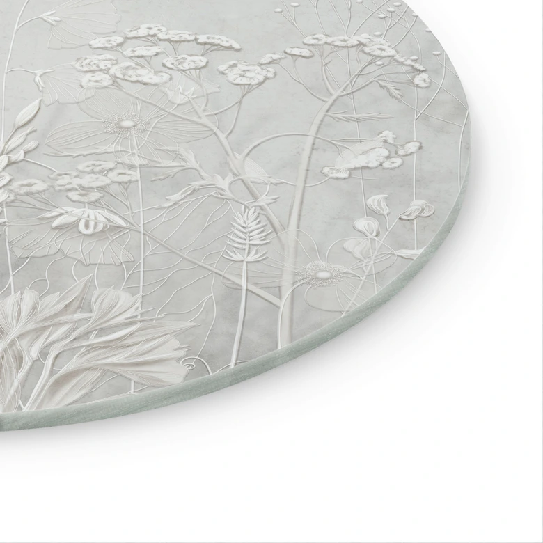 Glasbild Pflanzen in Weiß im modernen Design - Ms Tiff - Rund 