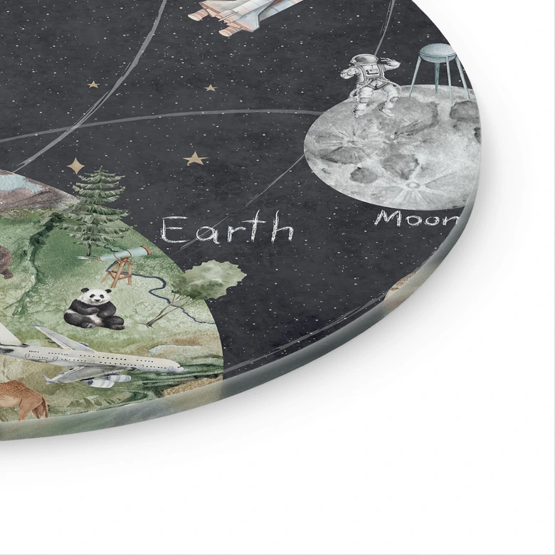 Glasbild Sonnensystem mit Planeten und Erde - Ms Tiff - Rund 