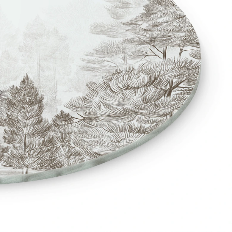 Glasbild Wald mit Waldlandschaft in Beige - Ms Tiff - Rund 