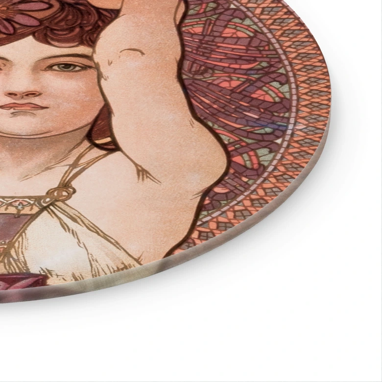 Glasbild Mucha - Edelsteine: Amethyst - rund 
