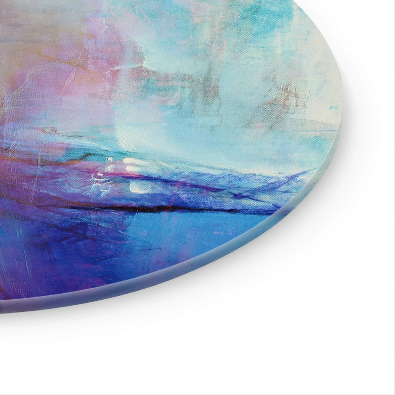 Glasbild Abstrakte Küstenlinie in Violett - Schmucker - Rund 