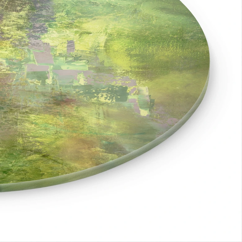 Tableau en verre Jeu de couleurs de vert d'or - Schmucker - Rond 