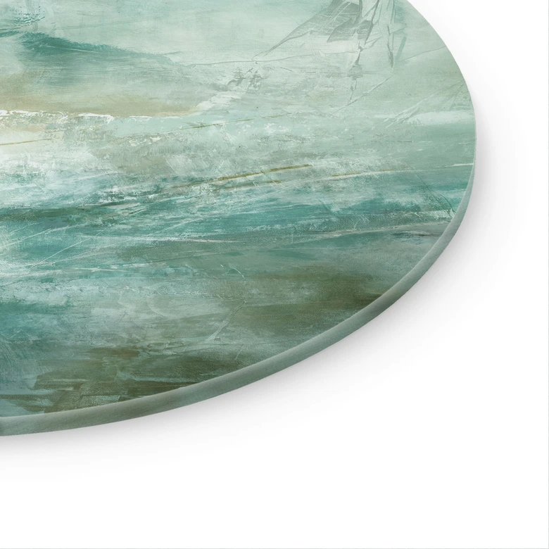 Glasbild Salbeigrünes Nebellicht - Schmucker - Rund 