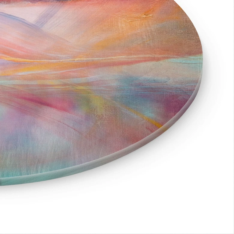 Glasbild Sanfter Farbnebel in Bewegung - Schmucker - Rund 