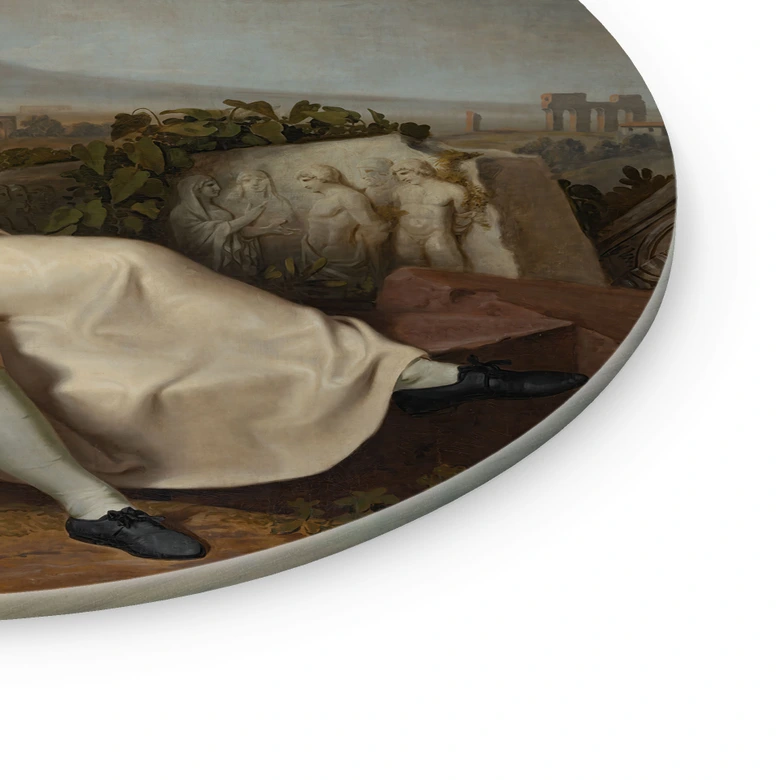 Glasbild Tischbein - Goethe in der römischen Campagna - Rund 