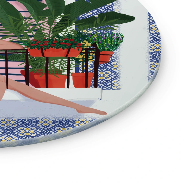 Glasbild Urlaub auf dem Balkon - Tomljanovic - Rund 