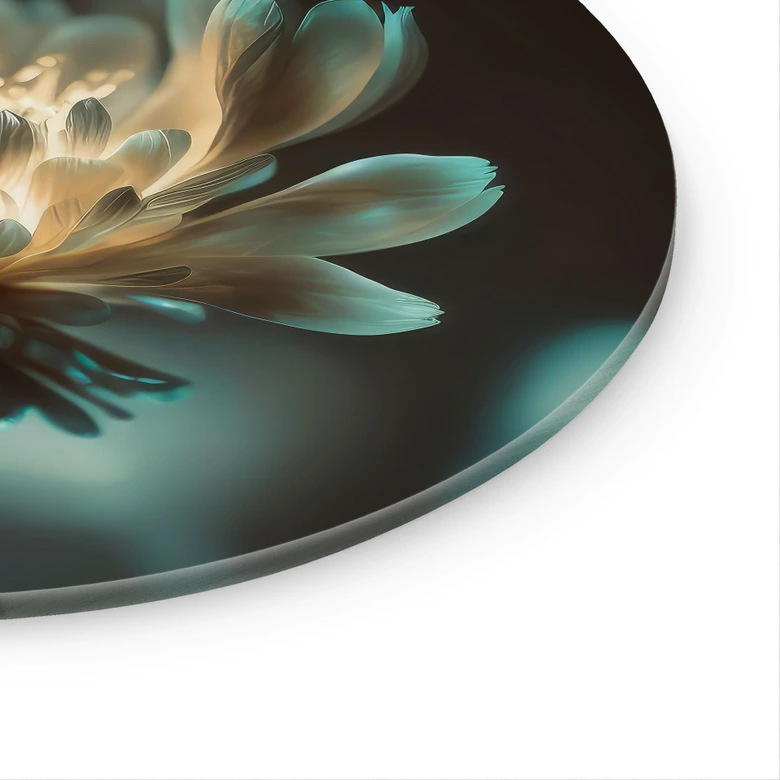 Glas billede Lysende blomsterhjerte - Treechild - Rund 