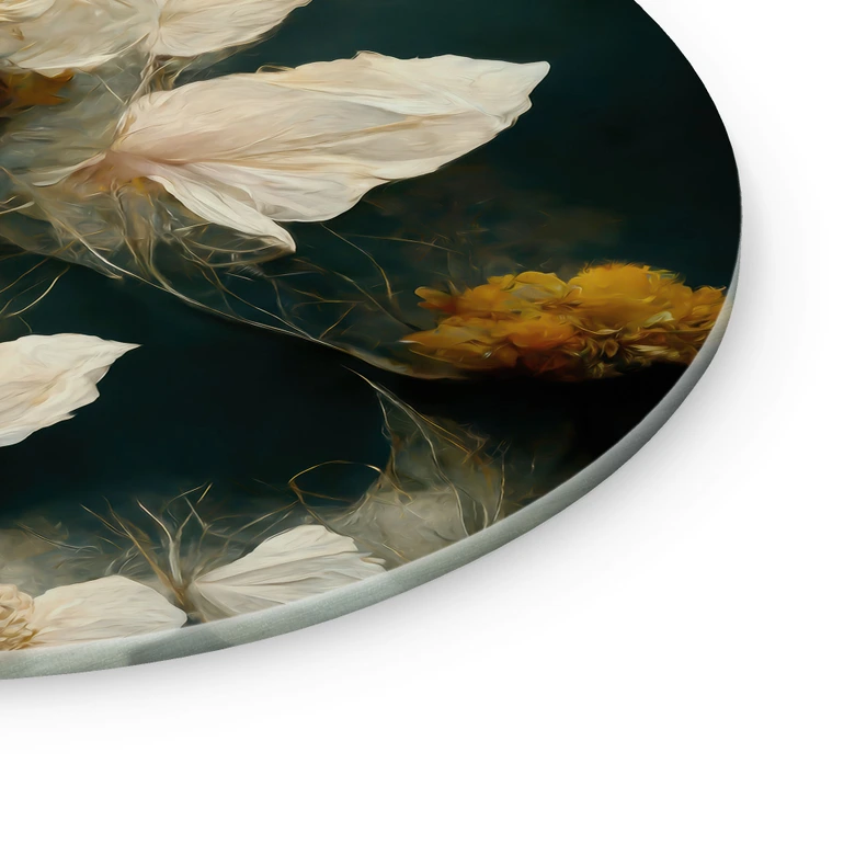 Tableau en verre Fleur éphémère - Treechild - Rond 