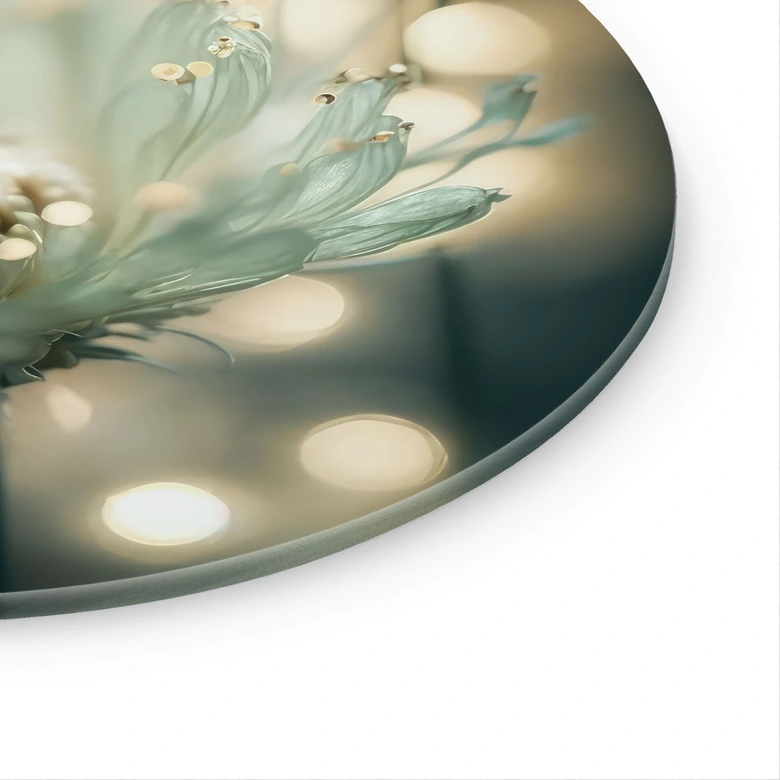 Tableau en verre Délicat scintillement des fleurs - Treechild - Rond 