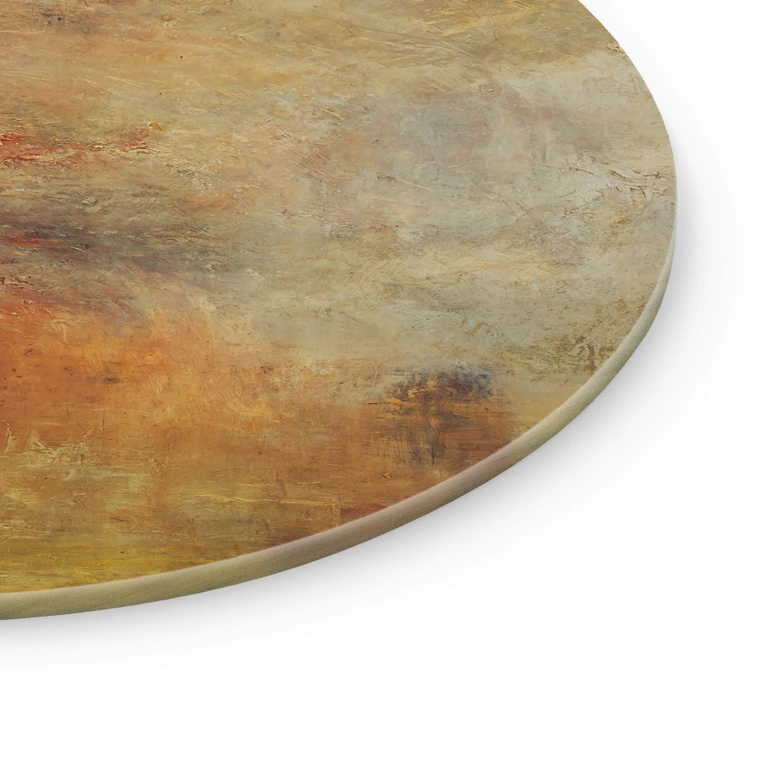 Glasbild Turner - Sonnenuntergang über einem See - Rund 