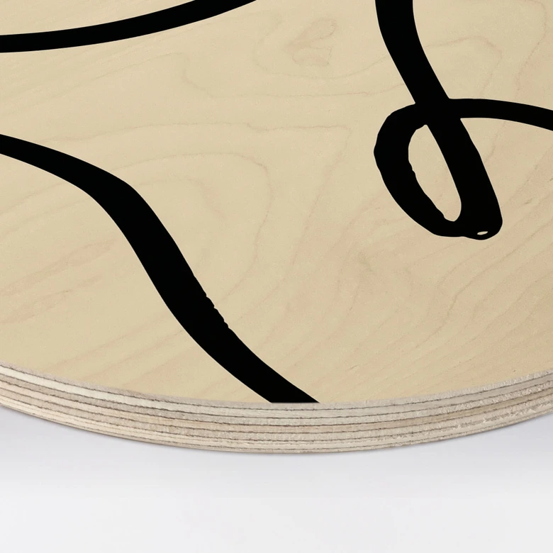 Tableau sur bois rond 1X Studio - Abstraction curviligne 