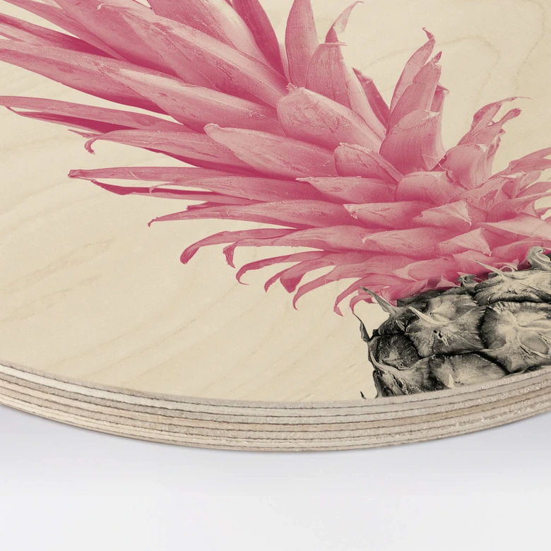 Holzbild Pinke Ananas - 1X Studio - Rund 