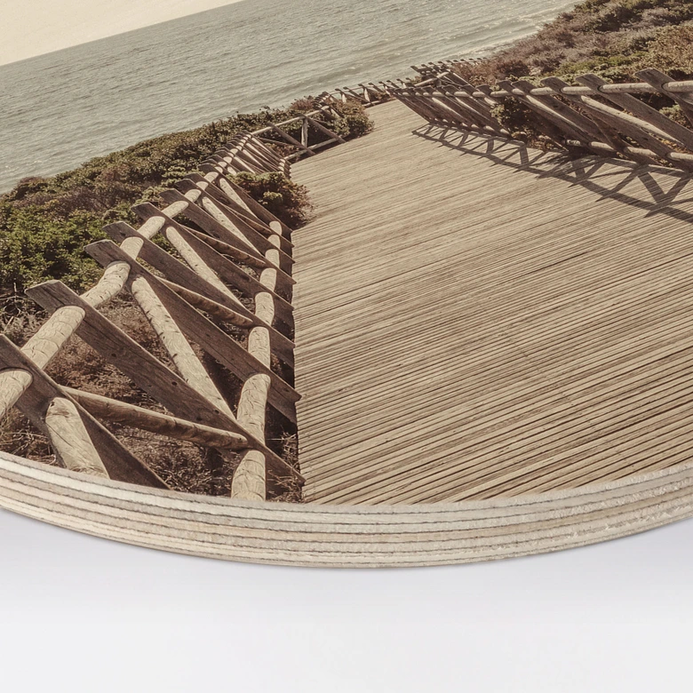 Wandcirkel Hout Steiger naar het strand - 1X Studio 