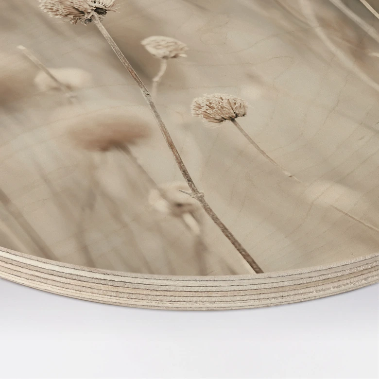 Stampa su legno Fiori secchi in colori tenui - Annie - Rotondo 