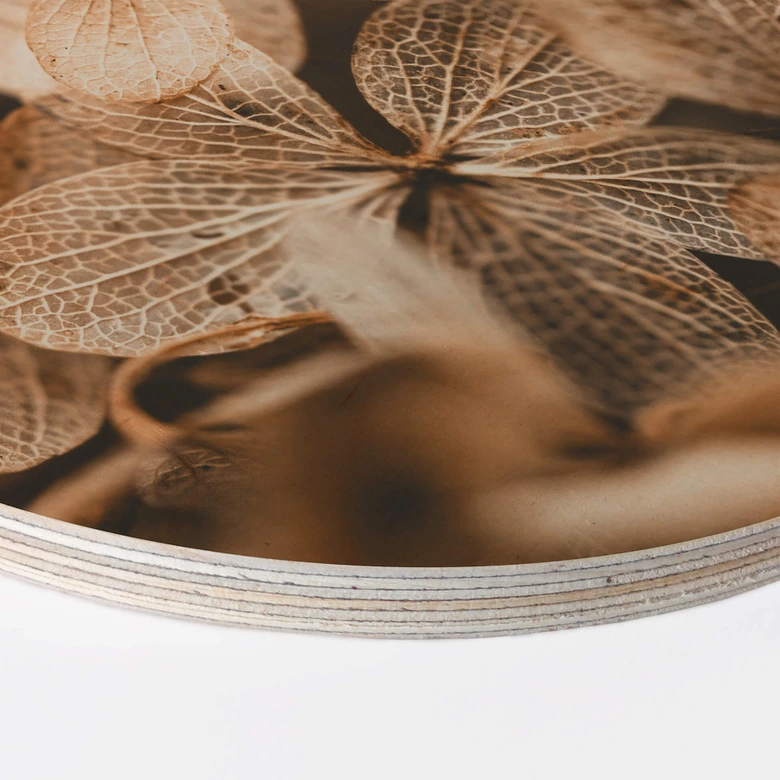 Tableau sur bois Annie - Fleurs délicates - Rond 