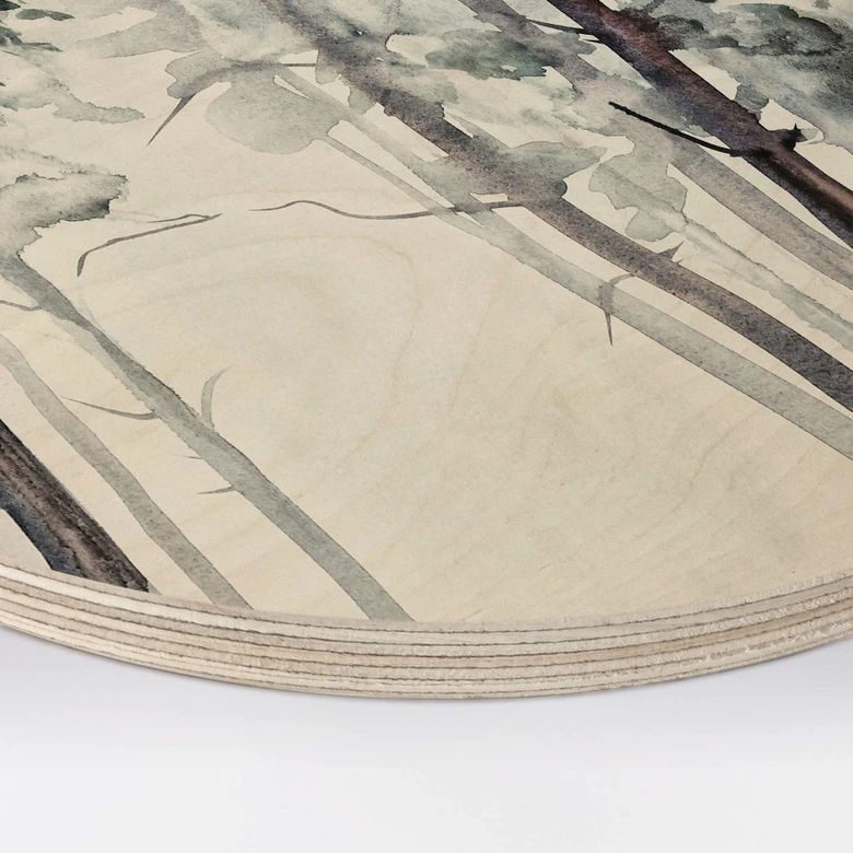 Trätavla akvarell skog - rund 