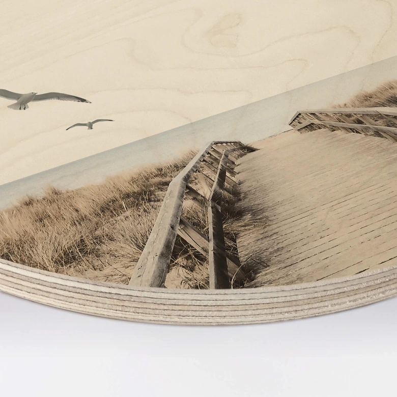 Holzbild Blick auf die Ostsee - Rund 