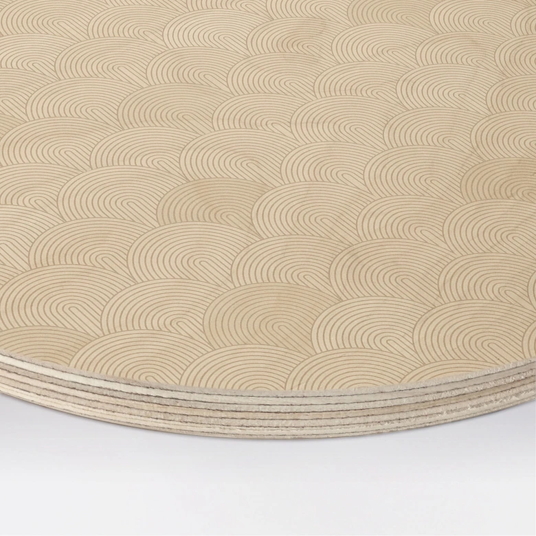 Holzbild Abstrakte Halbkreise in Soft Beige - Bloomery Decor - Rund 