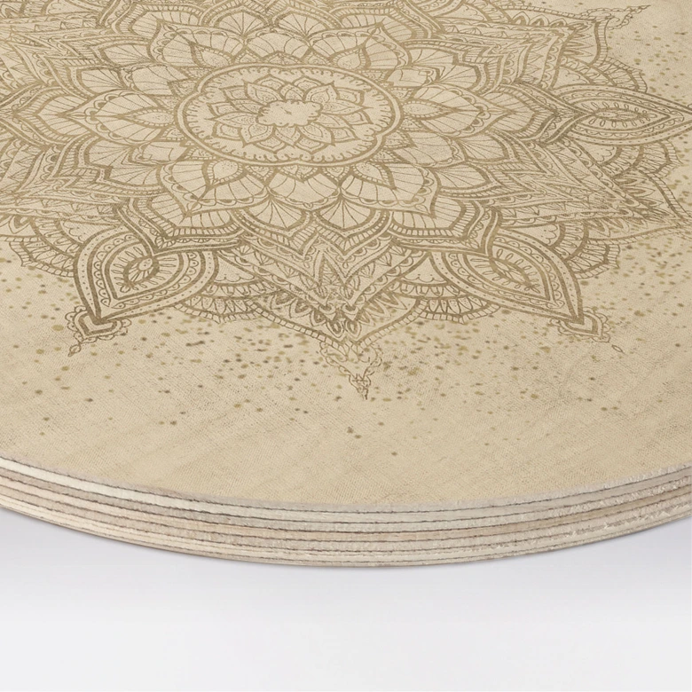 Holzbild Boho Ornament in Leinenoptik, Mandala - Bloomery Decor - Rund 