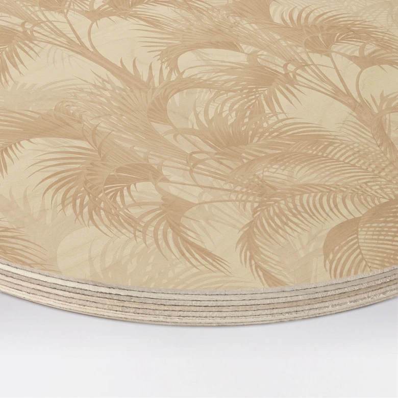 Holzbild Palmen im Dschungel Beige - Bloomery Decor - Rund 