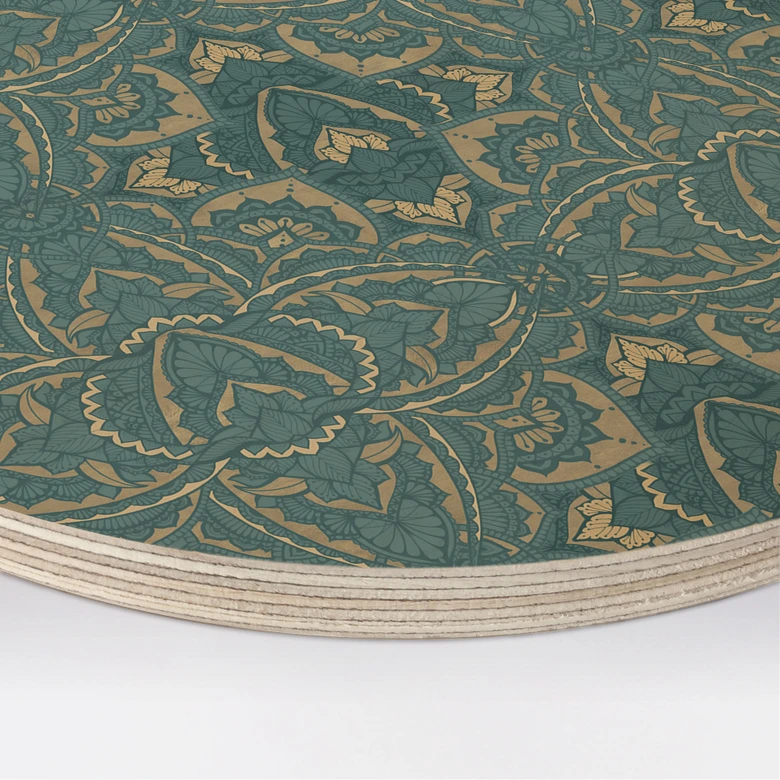 Holzbild Vintage Mandala in Türkisgold - Bloomery Decor - Rund 