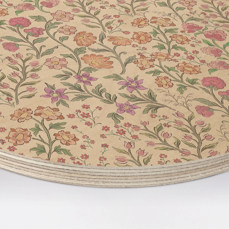 Holzbild Wiesenblumen Vintage - Beige - Bloomery Decor - Rund 