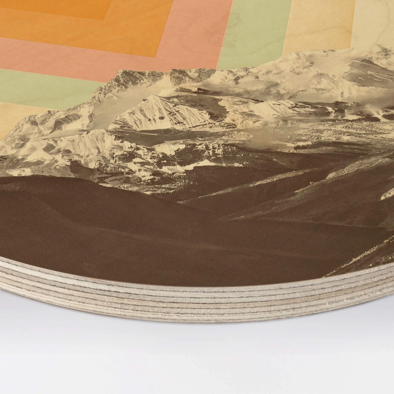 Væg cirkel træ Bodart - Retro Mountain Landscape 