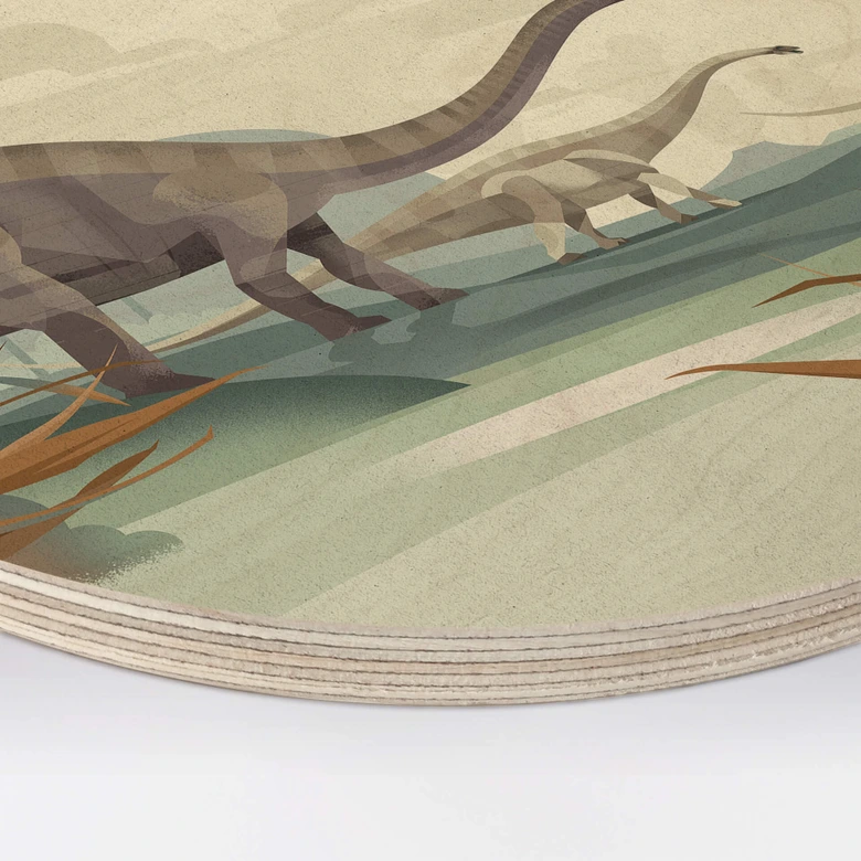 Holzbild Braun - Diplodocus - Rund 